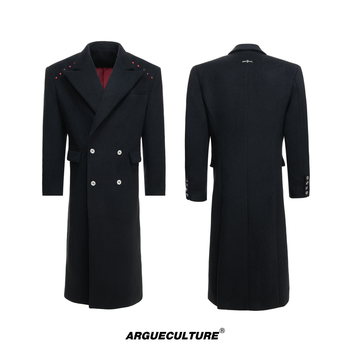 Metal-Accent Longline Double-Breasted Coat - product image 5