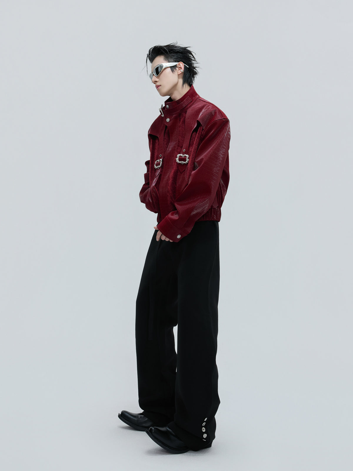 Crocodile-Embossed Cropped Jacket - product image 4