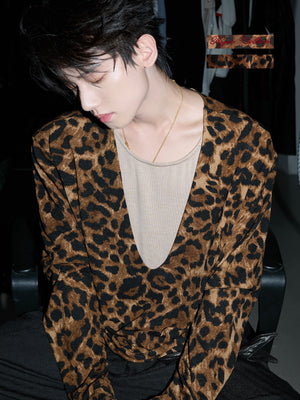 Leopard Print Mock Two-Piece Top - product image 1