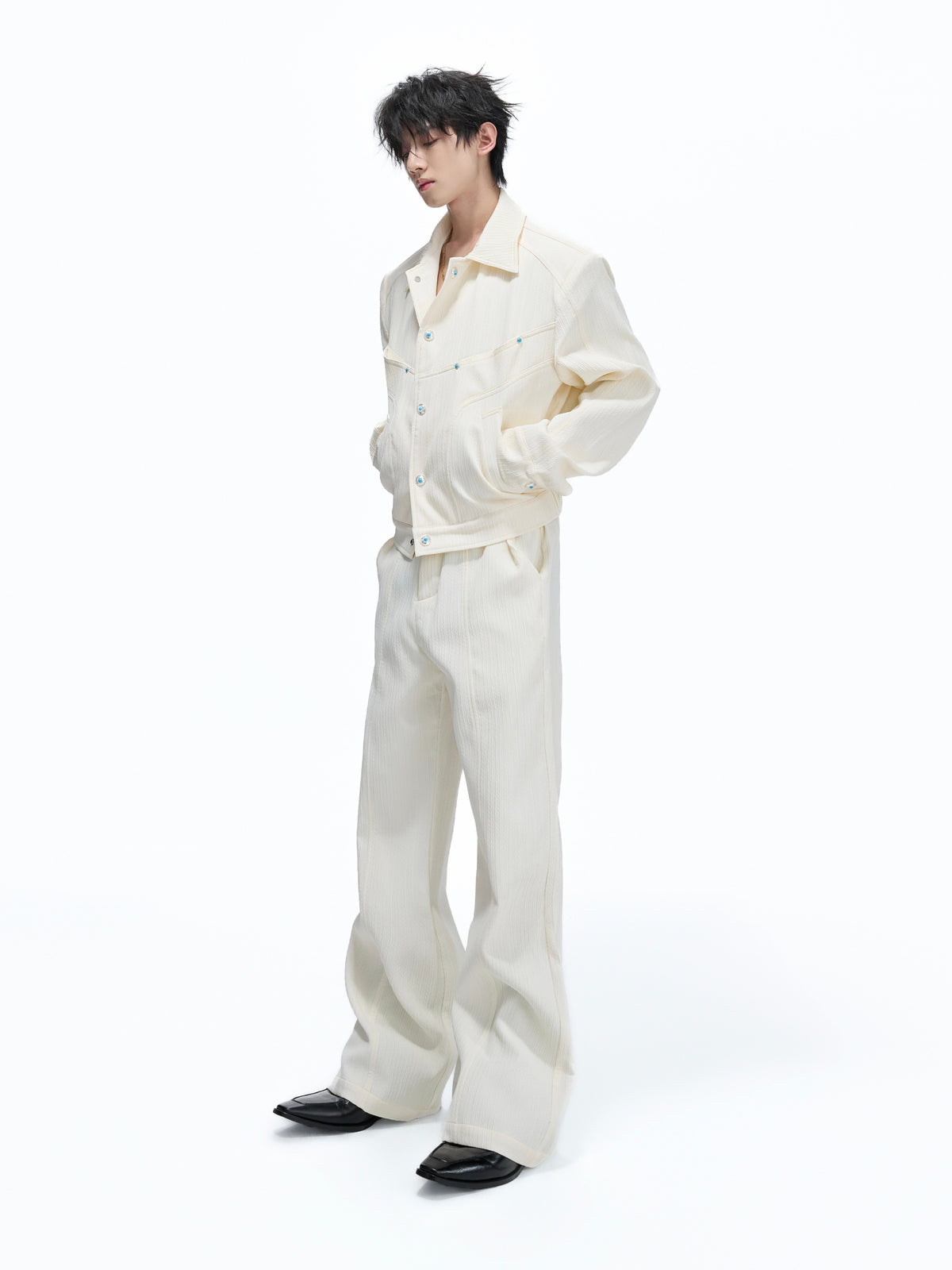 Wheat-Grain Texture Jacket & Straight Pants - product image 1