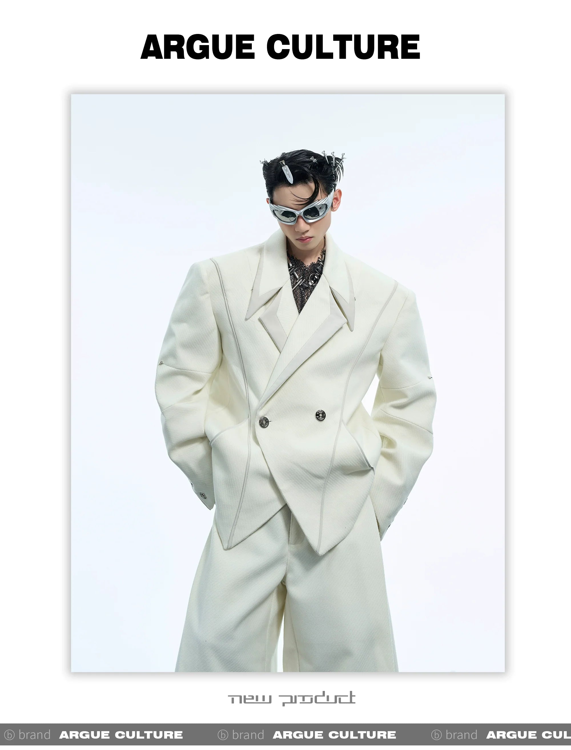 Deconstructed Blazer with Metal Buttons High-End Structured Suit Set - ArgueCulture