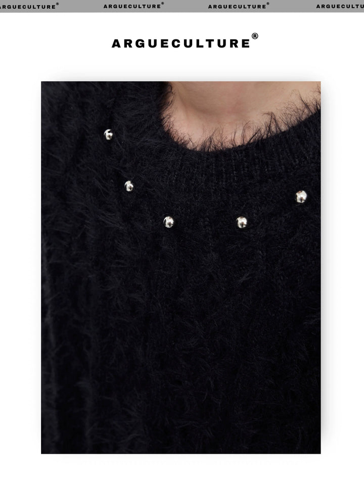 Oversized Knit Sweater with Metal Button Embellishments - ArgueCulture