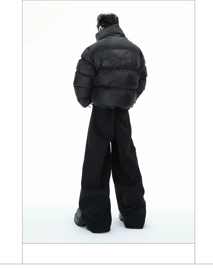 High-Neck Puffer Jacket with Asymmetrical Zipper and Oversized Fit - ArgueCulture