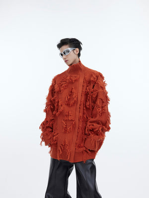Fringe Jacquard Zip Sweater - product image 3