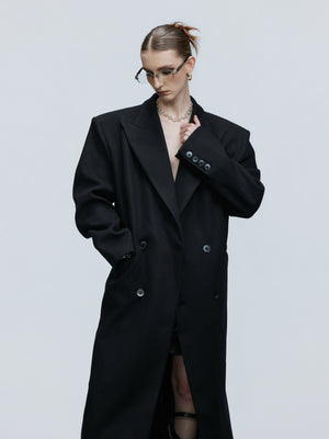 Asymmetric Wool-Blend Long Coat - product image 4
