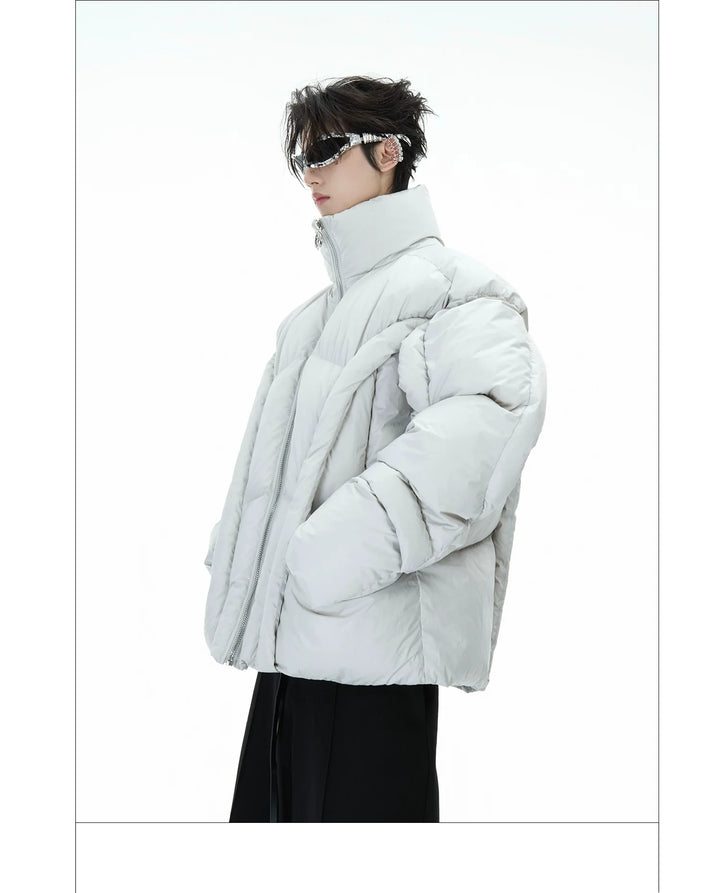 Deconstructed Puffer Jacket High Collar Loose Fit Street Style - ArgueCulture