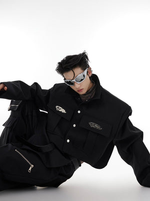Black Cropped Utility Pocket Jacket - product image 2