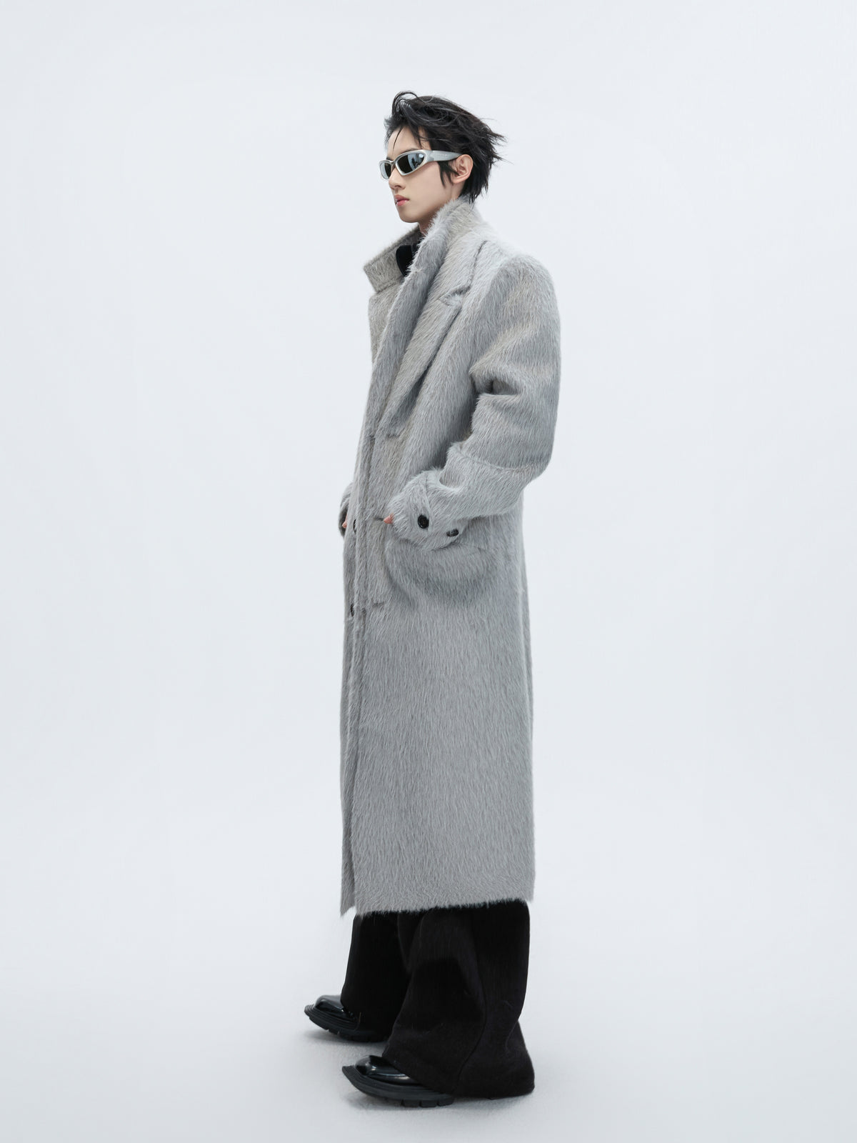 Cotton-Wool Longline Double-Breasted Coat - product image 4