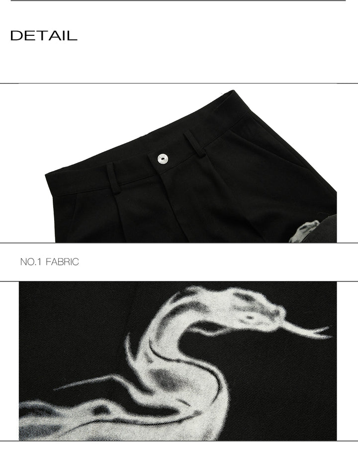 Snake Print Straight-Leg Pants with Logo for Men - ArgueCulture