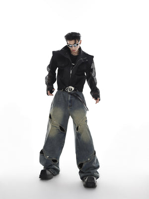 Cutout Washed Straight-Leg Jeans - product image 5