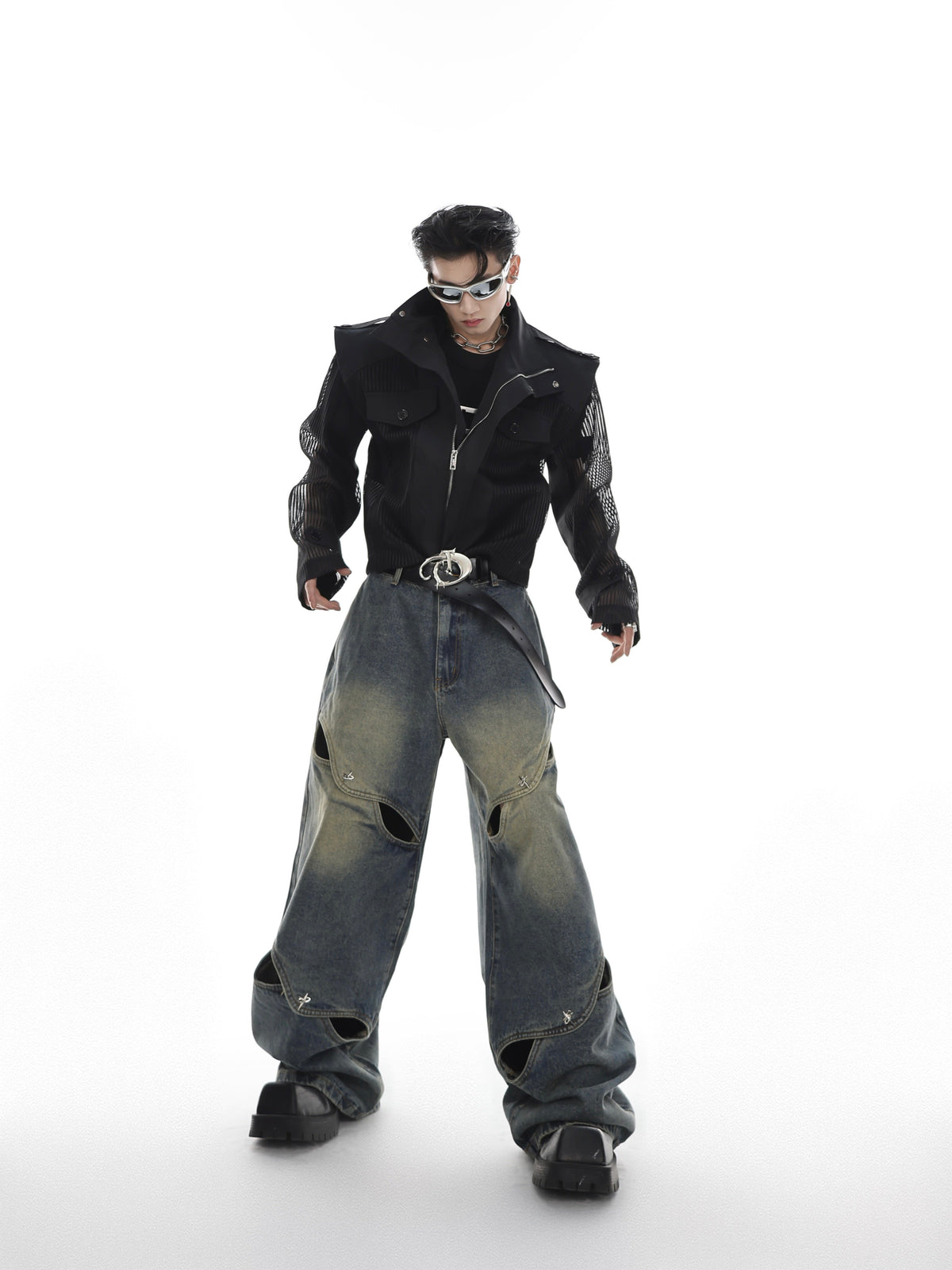 Cutout Washed Straight-Leg Jeans - product image 5