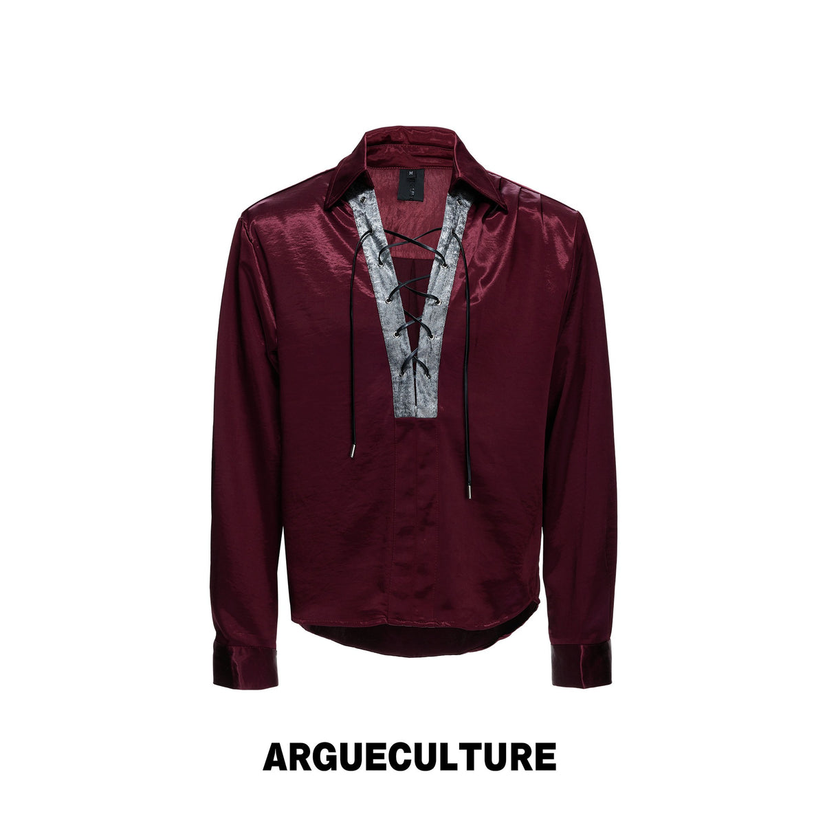 Contrast Lace-Up Satin Shirt - product image 5