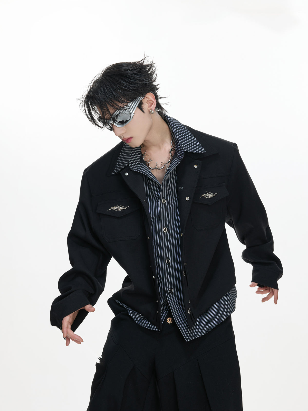 Striped Layered Short Wide Jacket - product image 3