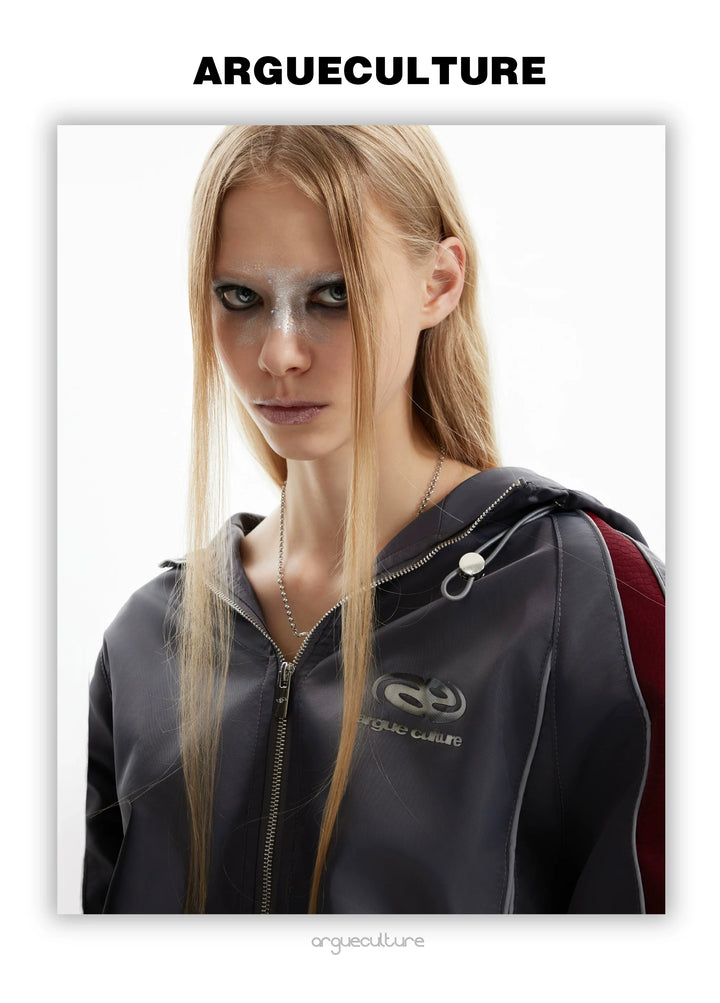 Reflective Tracksuit with Faux Leather Panels ¨C Futuristic Contrast Hoodie Set - ArgueCulture