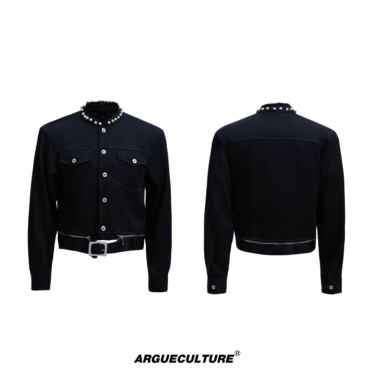 Pearl-Trimmed Collarless Utility Suit - product image 5