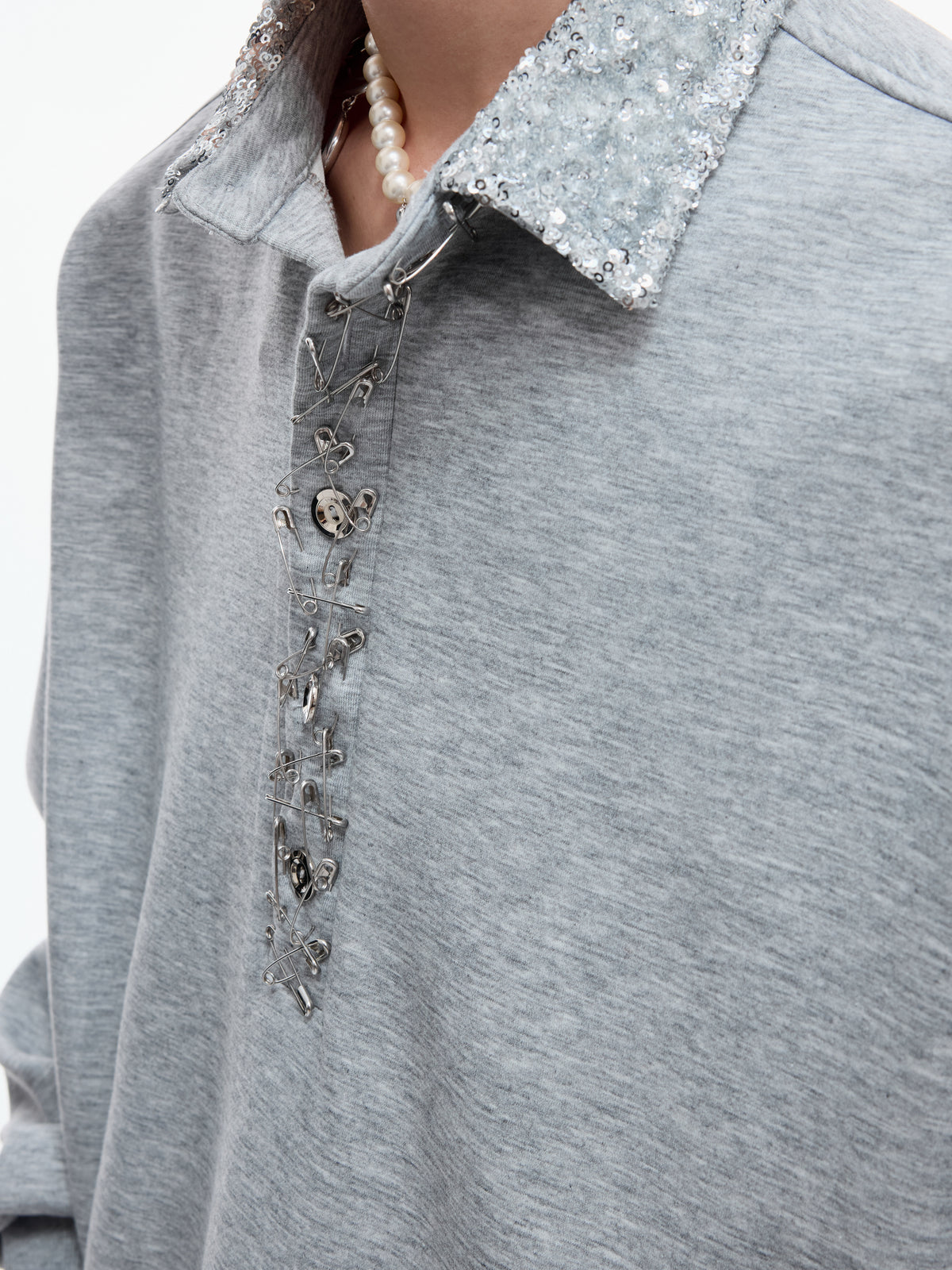 Sequined Lapel Polo Sweatshirt - product image 4