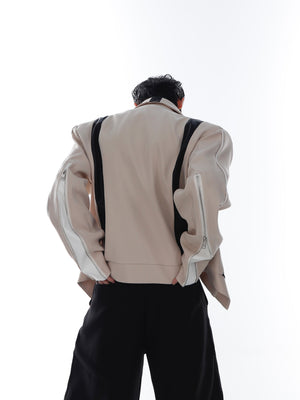 Patchwork PU Leather Cropped Jacket - product image 5