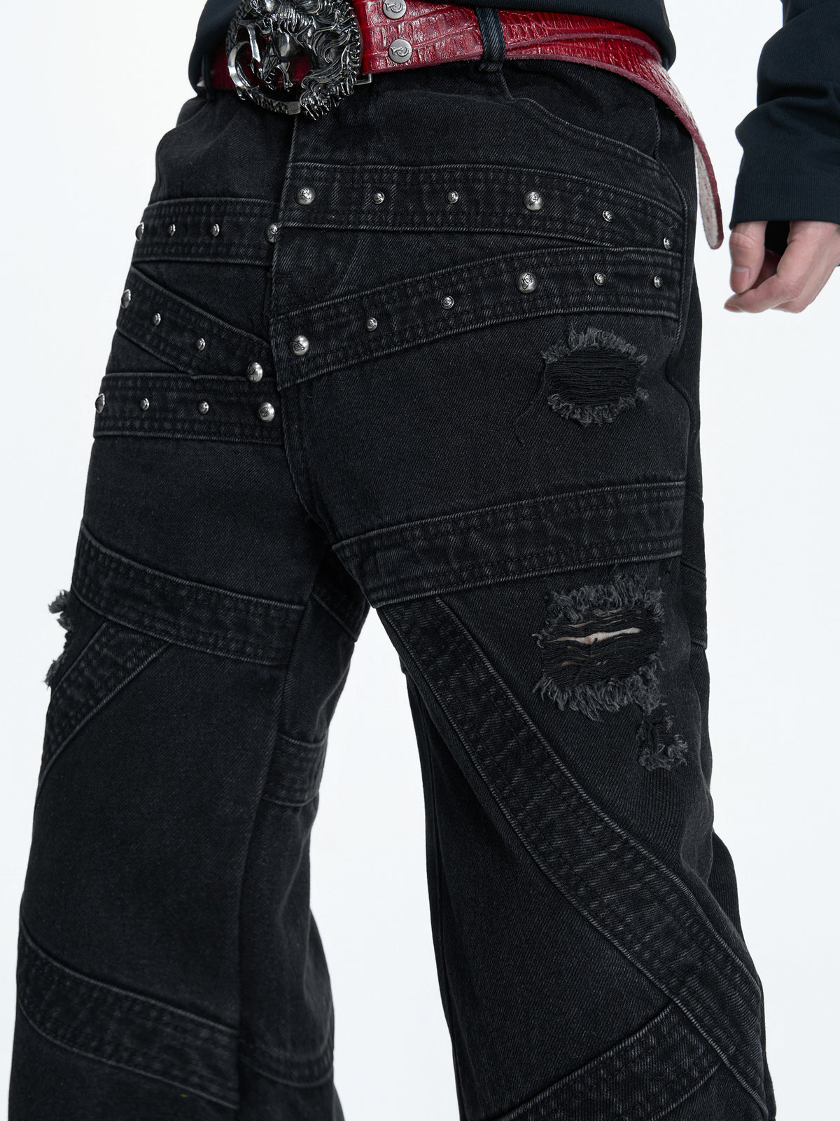 Washed Black Rivet Flare Jeans - product image 4