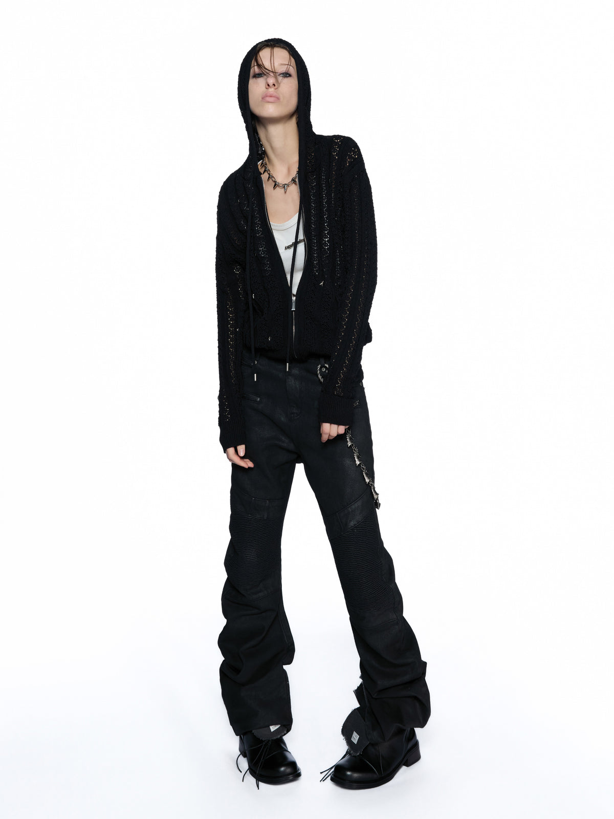 Openwork Star Knit Hooded Cardigan - product image 2