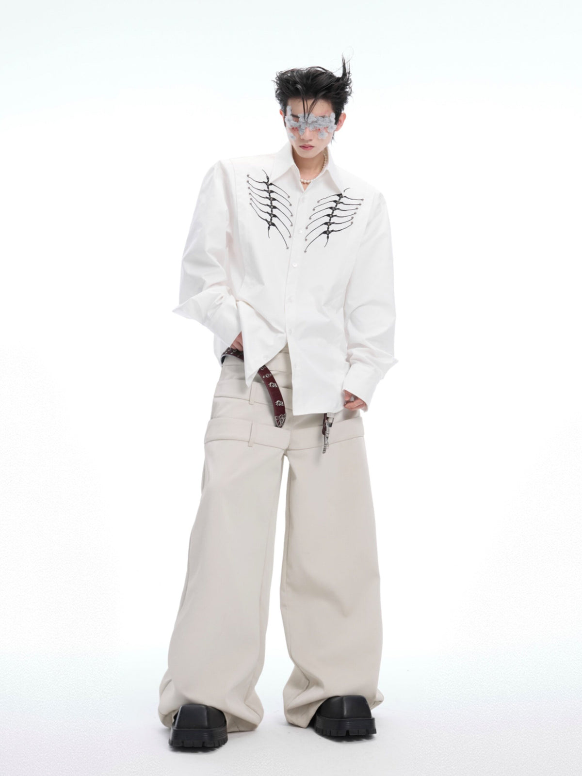 Embroidered Bone Motif Shirt - product image 4
