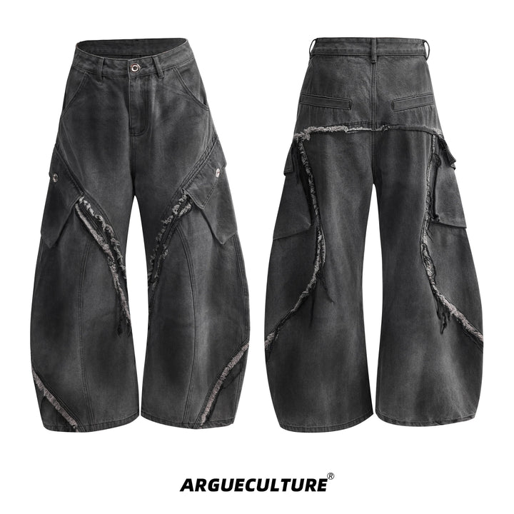 Vintage Fringe Blade-Cut Loose Fit Denim Pants – Streetwear Fashion - ArgueCulture