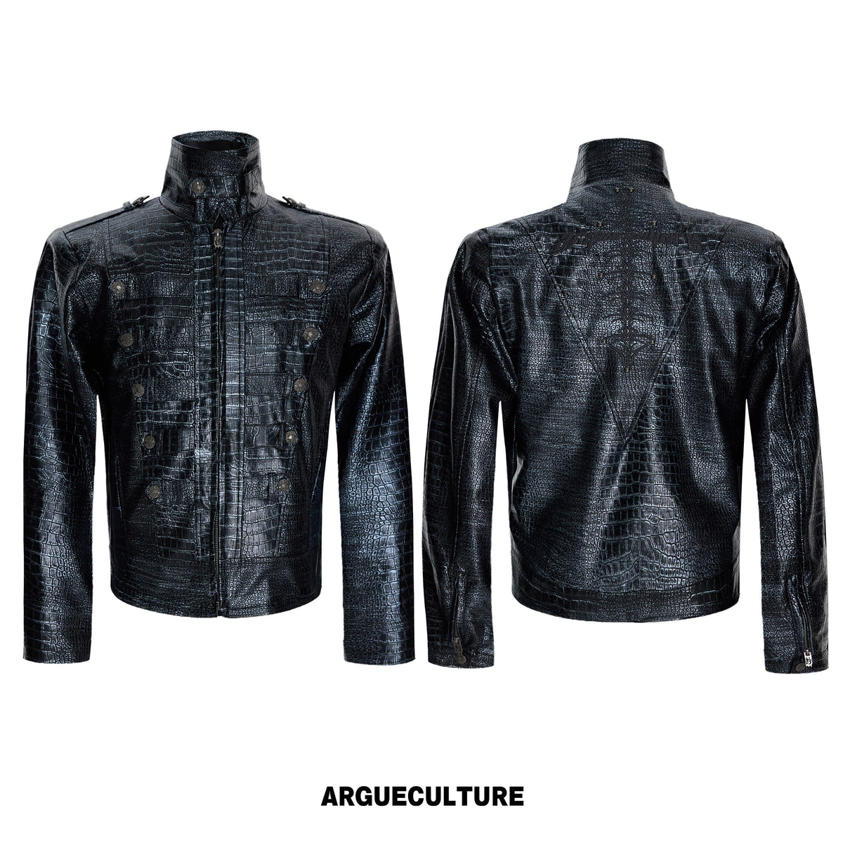 Croc-Texture Faux Leather Jacket - product image 5