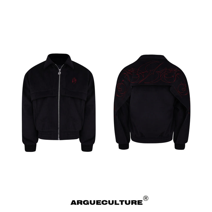 Embroidered Cleanfit Jacket Men Woolen Thickened Zip Hoodie Outerwear - ArgueCulture