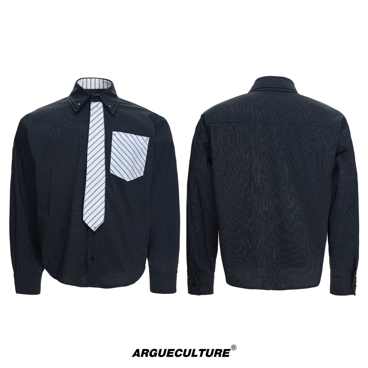 Deconstructed Stripe Layered-Collar Shirt - product image 5