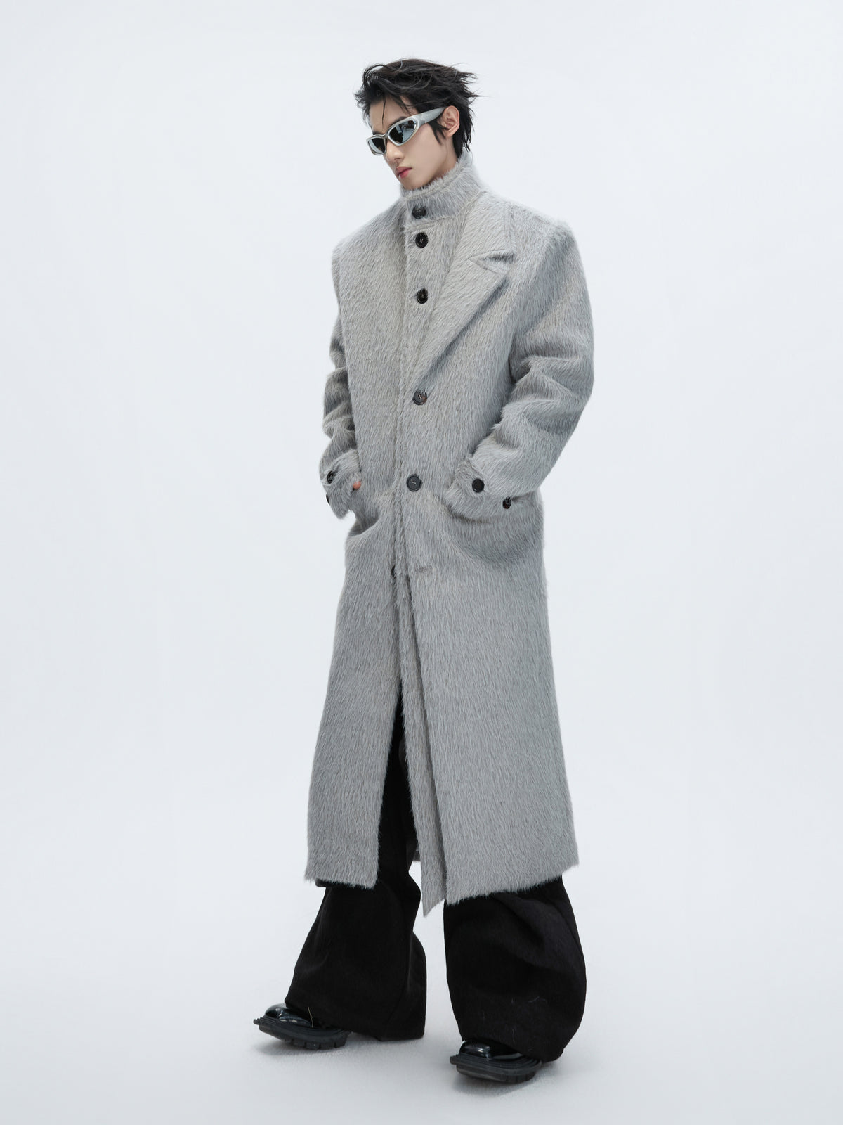 Cotton-Wool Longline Double-Breasted Coat - product image 1