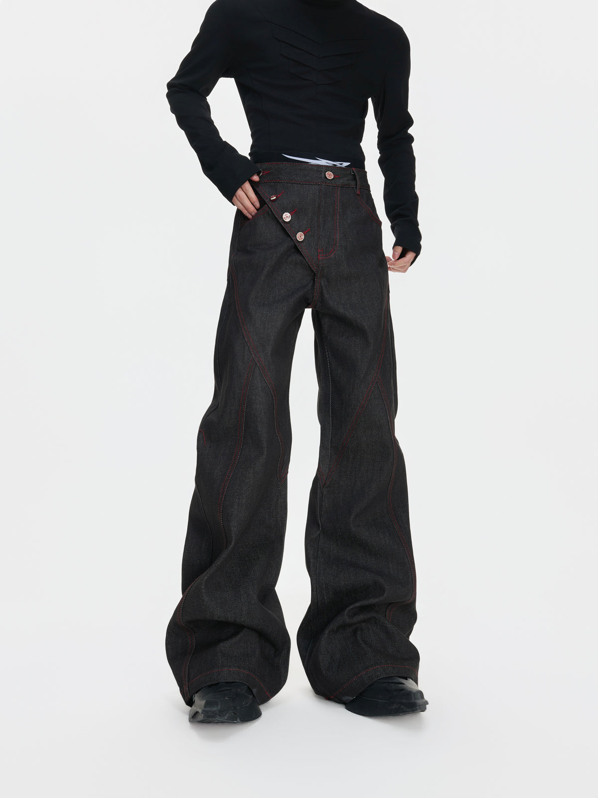 Black Denim Jacket & Straight-Leg Pants - product image 1