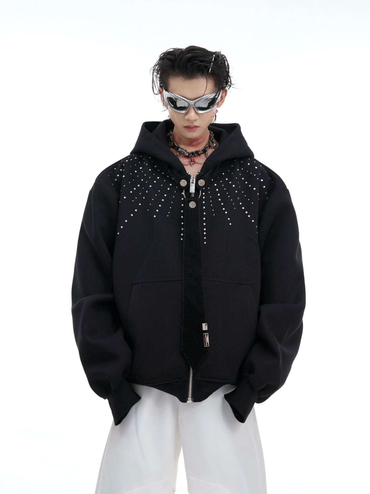 Detachable Tie Relaxed Hooded Jacket - product image 1
