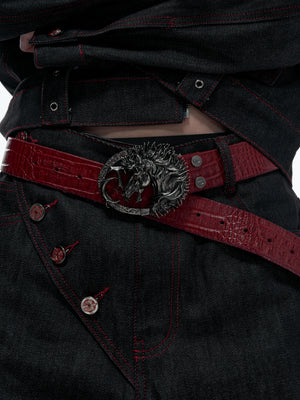 Crocodile-Embossed Horse-Head Belt - product image 1