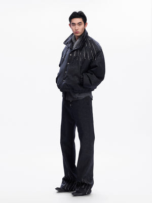 Black Rhinestone Cropped PU Jacket - product image 5