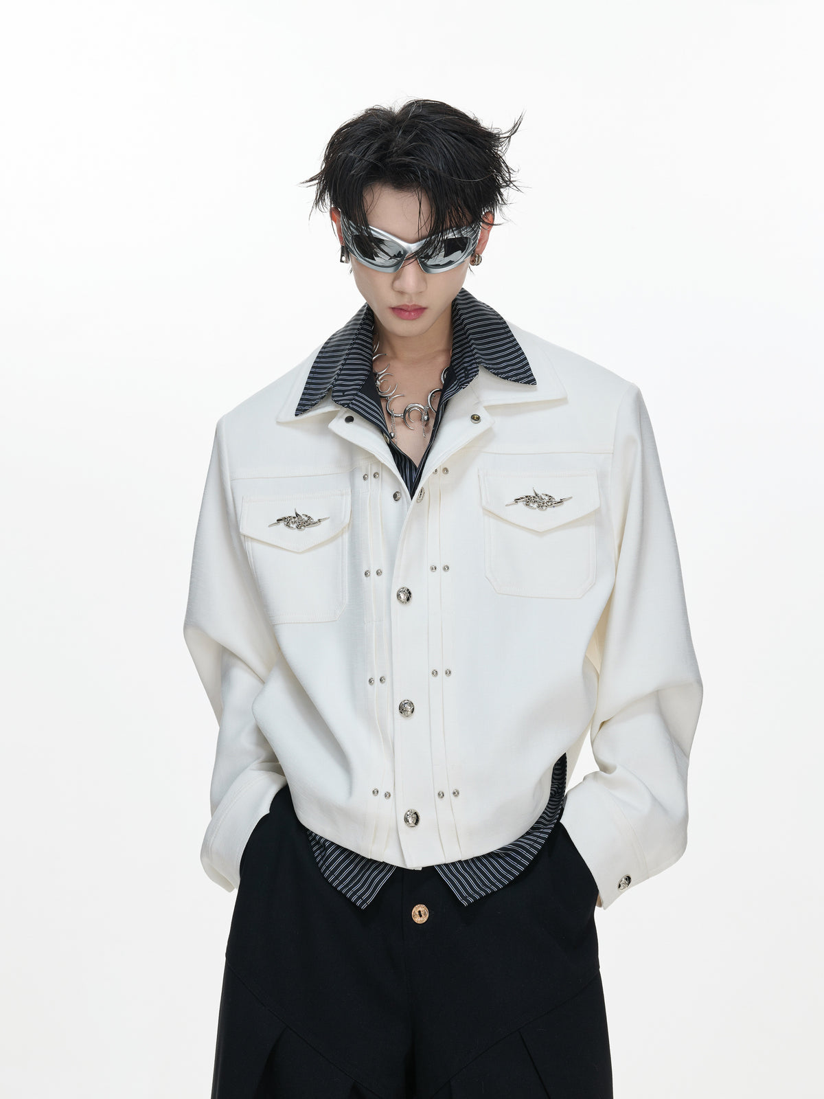 Striped Layered Short Wide Jacket - product image 2