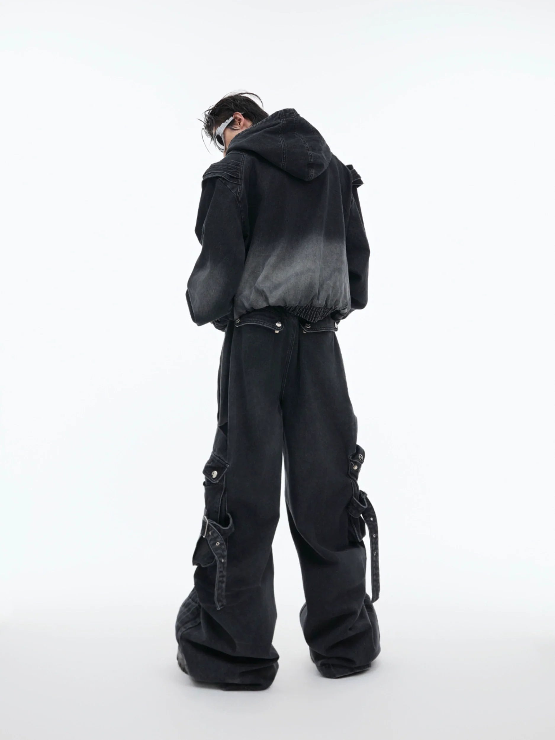 Hooded Denim Set with Straps and Post-Apocalyptic - ArgueCulture