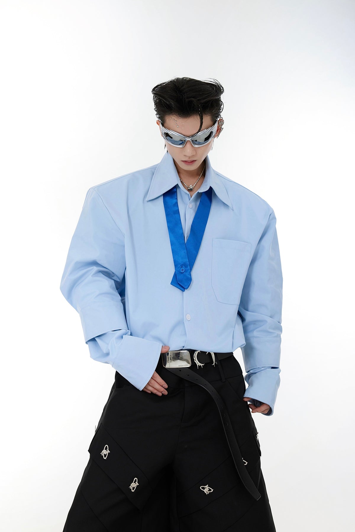 Relaxed Double-Cuff Tie Shirt - product image 4