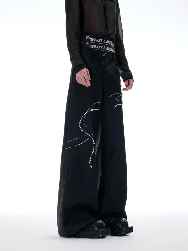 Chinese New Year Snake Pattern Wide-Leg Pants – High-Fashion Streetwear - ArgueCulture