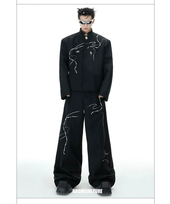 Chinese New Year Snake Pattern Blazer & Wide-Leg Pants – Luxury Streetwear - ArgueCulture