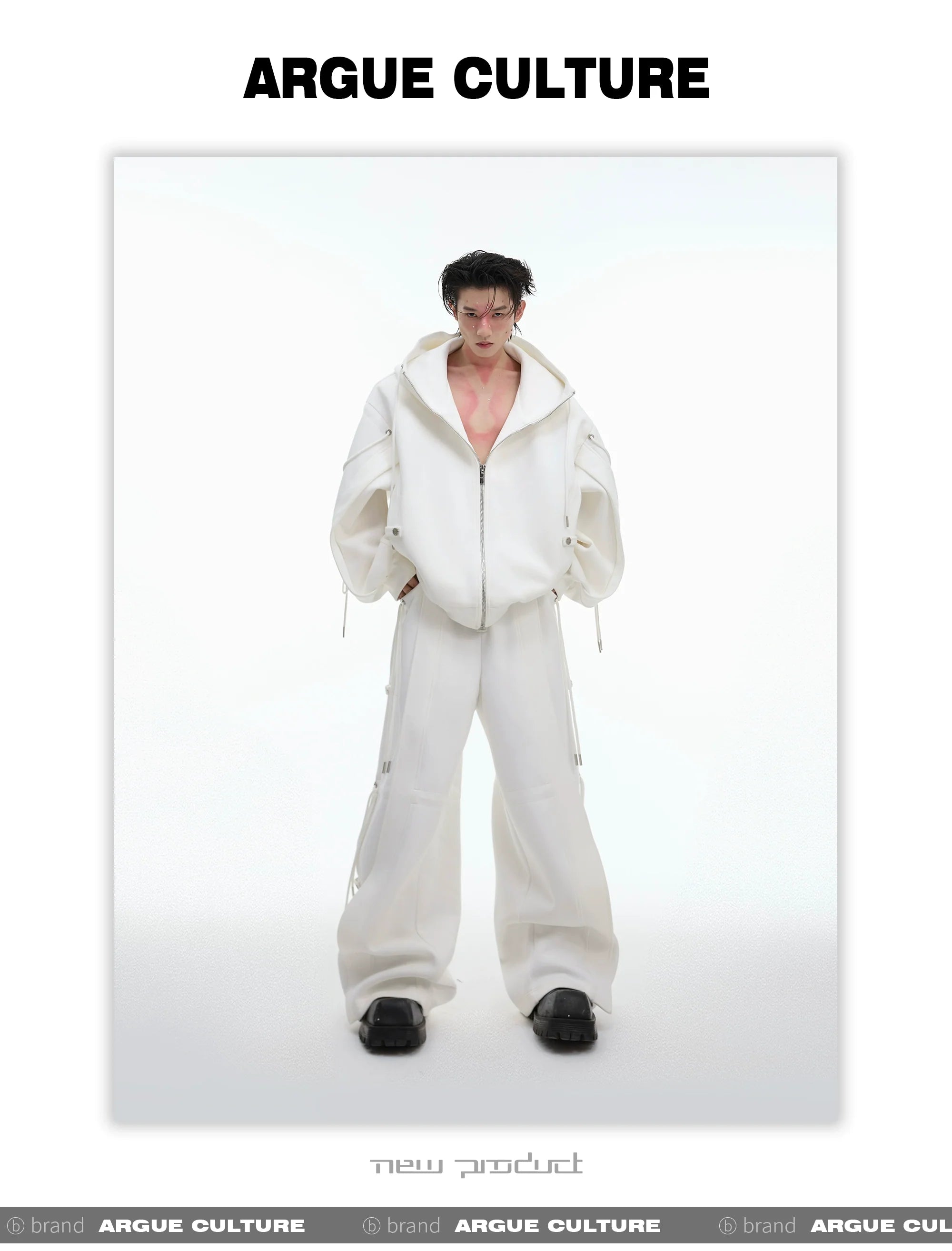 Relaxed Hoodie Set with Wide-Leg Pants and Drawstring Details - ArgueCulture