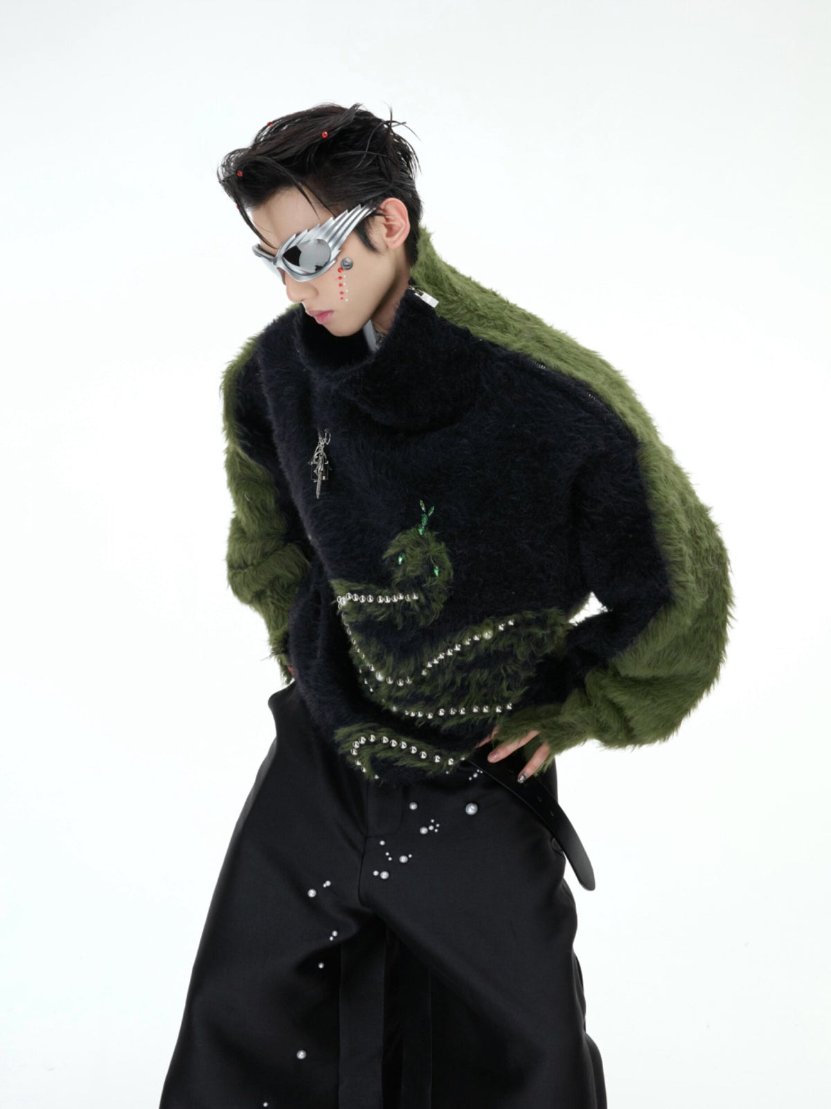 Pearl-Trimmed Snake Motif Sweater - product image 1