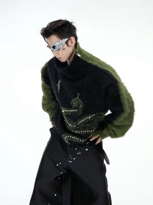 Pearl-Trimmed Snake Motif Sweater - product image 1