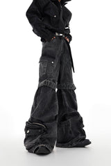 Black Gray Multi-Pocket Utility Jeans - product image 5