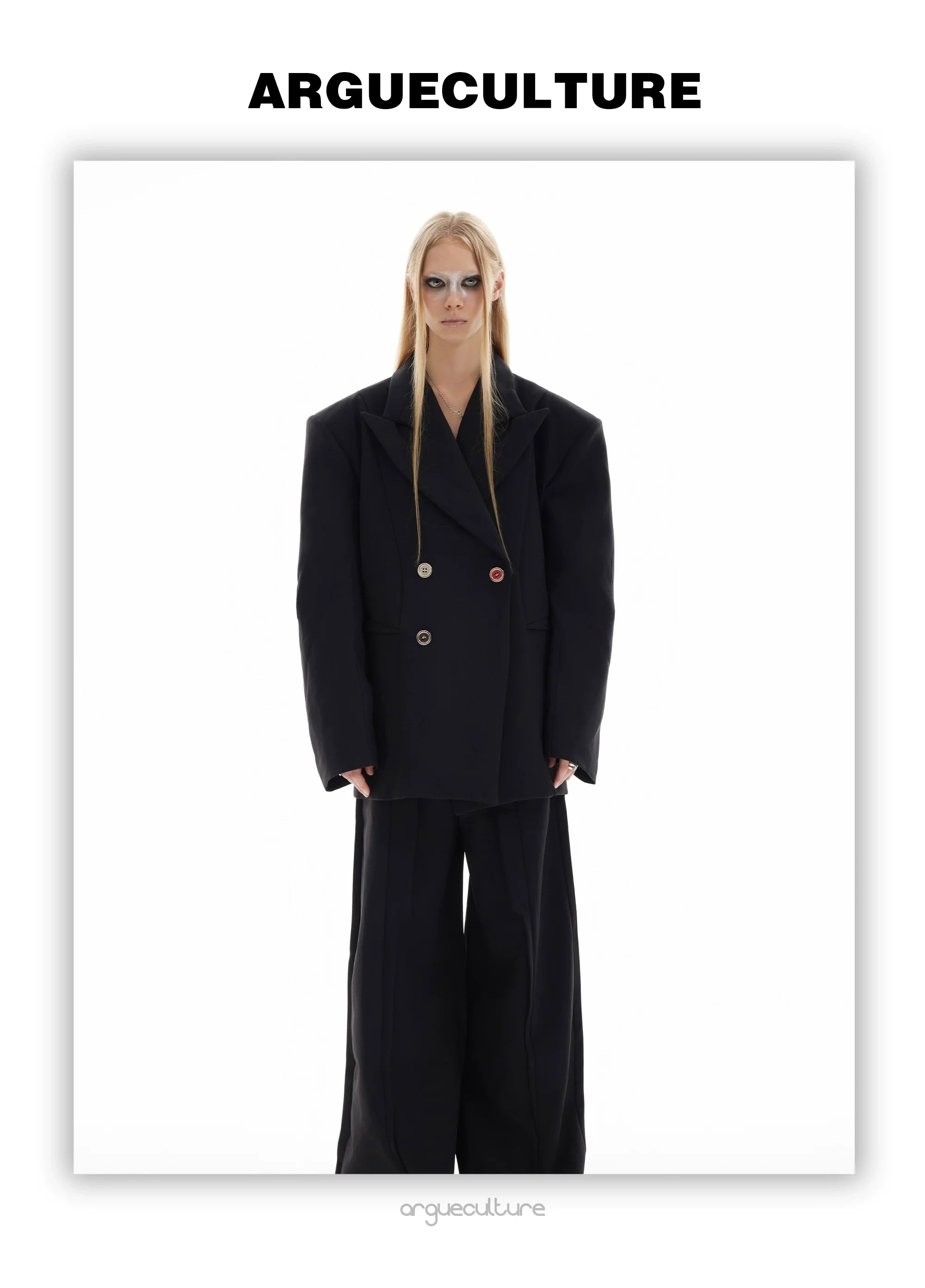 Asymmetrical Collar Blazer with Textured Fabric ¡§C Deconstructed Suit Set - ArgueCulture