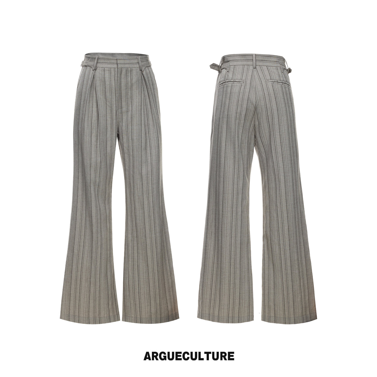 Khaki Striped Cuban Collar Shirt & Trousers - variant image 7