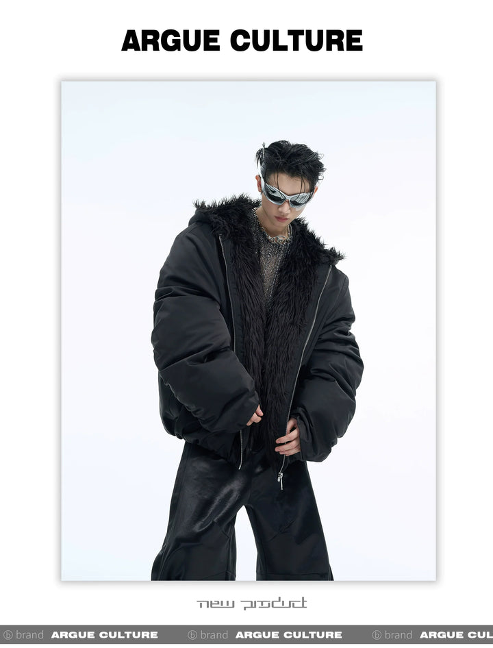 Men¡¯s Faux Fur Hooded Waterproof Puffer Jacket - ArgueCulture