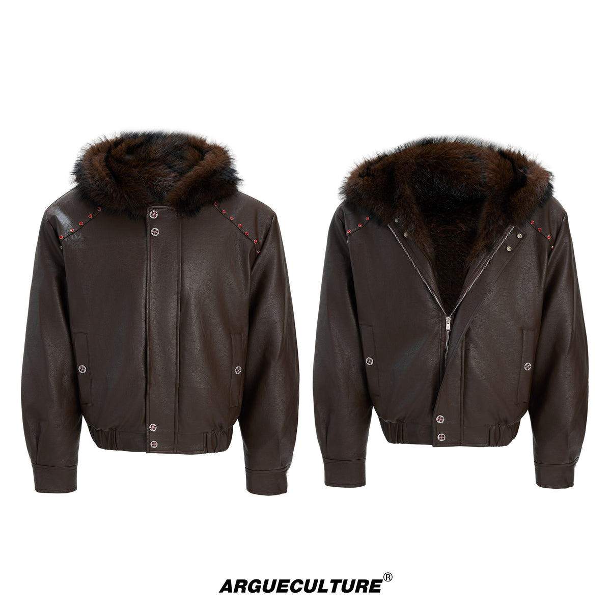 Oversized Hooded Faux Leather Jacket - product image 5