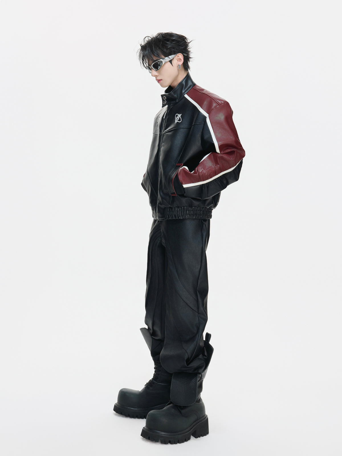 Embroidered Shield Faux Leather Jacket - product image 3