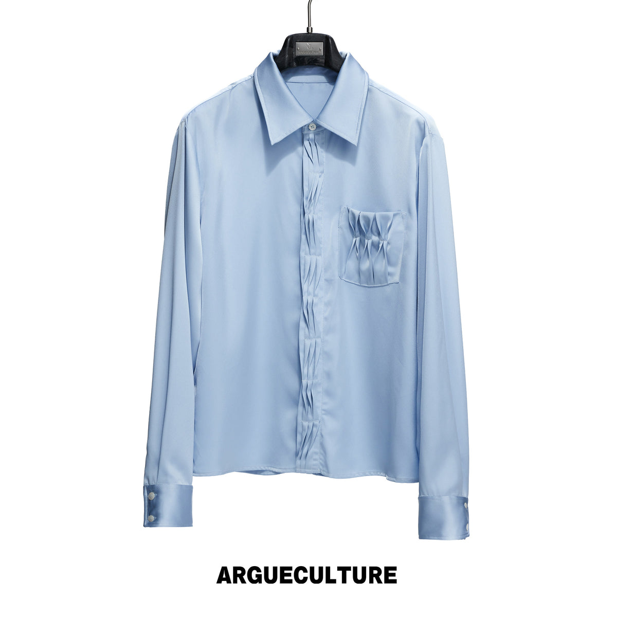 Pleated Satin-Finish Long-Sleeve Shirt - product image 5