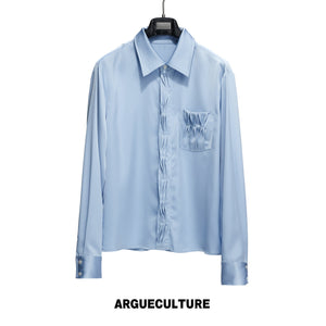 Pleated Satin-Finish Long-Sleeve Shirt - product image 5