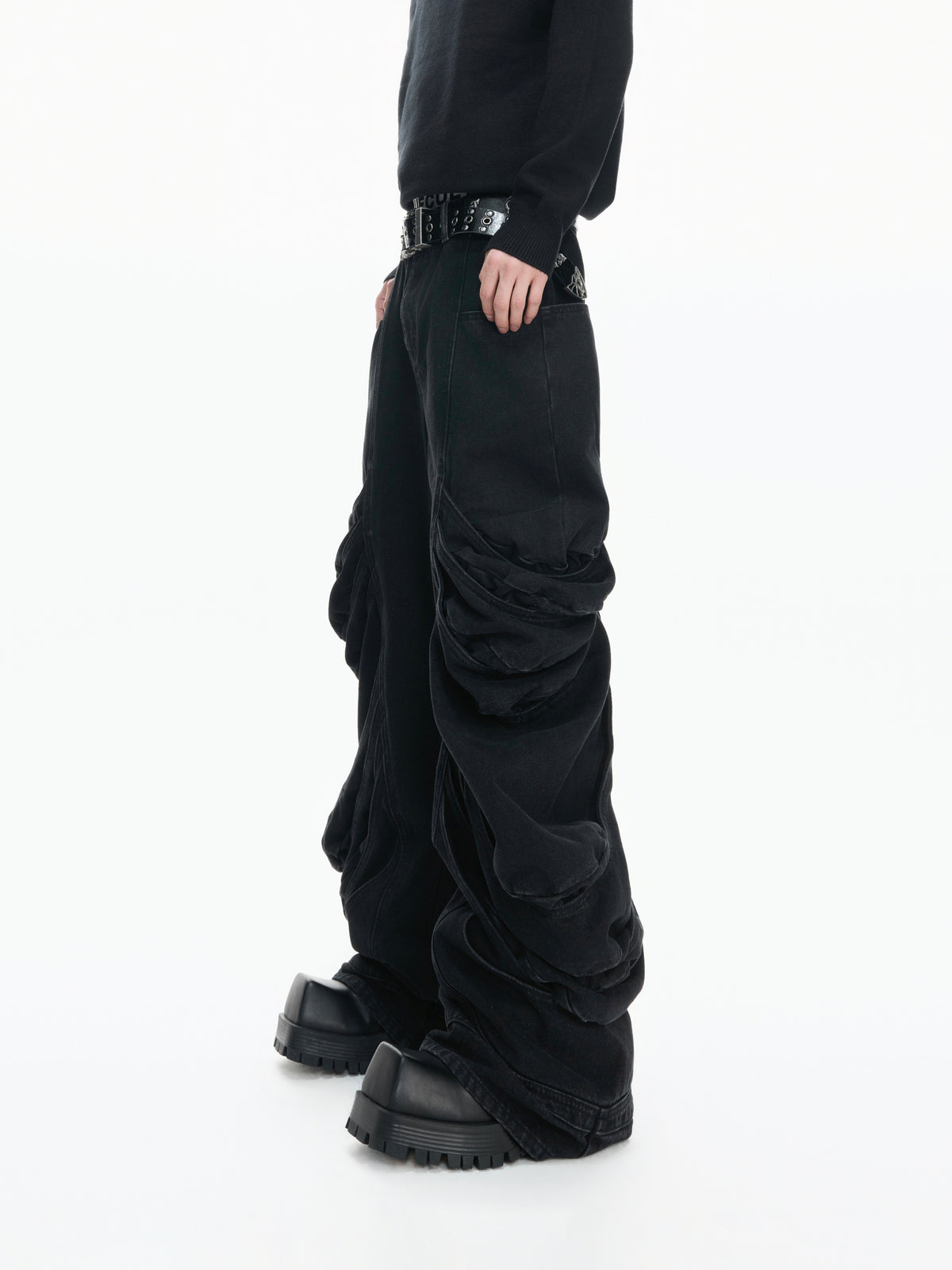 Deconstructed Washed Straight-Leg Jeans - product image 2
